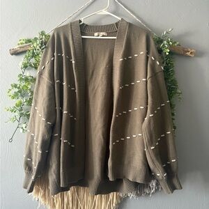 Olive Green Women's Open Front Cardigan Sweater